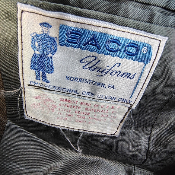 VINTAGE Marines USMC Alpha Uniform Saco Military Suit Jacket Pants Belt - Picture 5 of 10